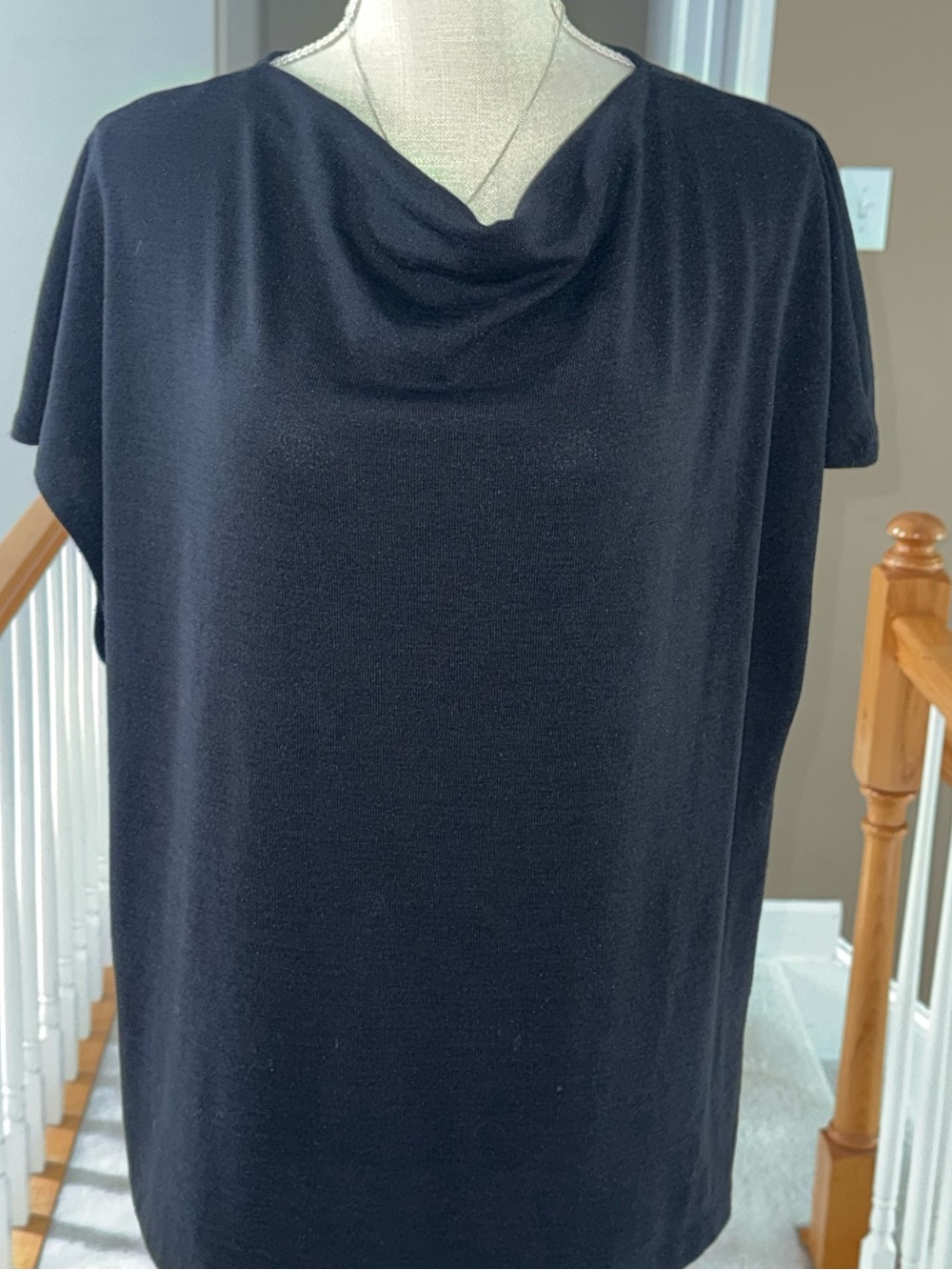 Vince Black Draped V-Neck Short Sleeve Tee - Picture 2 of 10